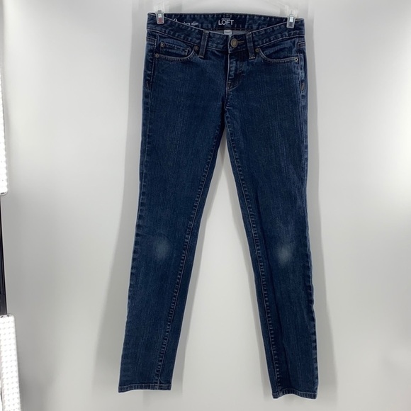 ANN TAYLOR LOFT MODERN SLIM DARK WASH JEANS SIZE 0 - Picture 1 of 4